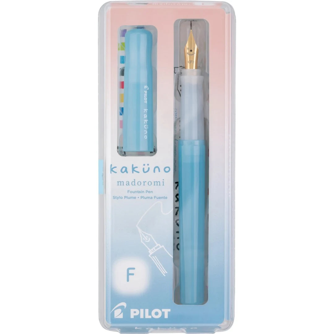 Pluma Fuente Pilot Kakuno madoromi Celeste Punta Fina Dorada