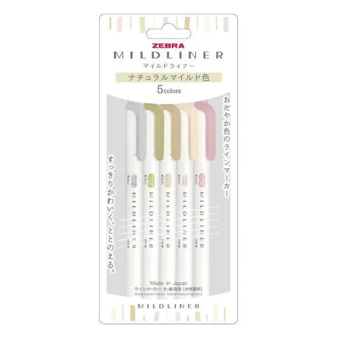 Set de 5 colores de relatadores Mildliners -Colores Naturales