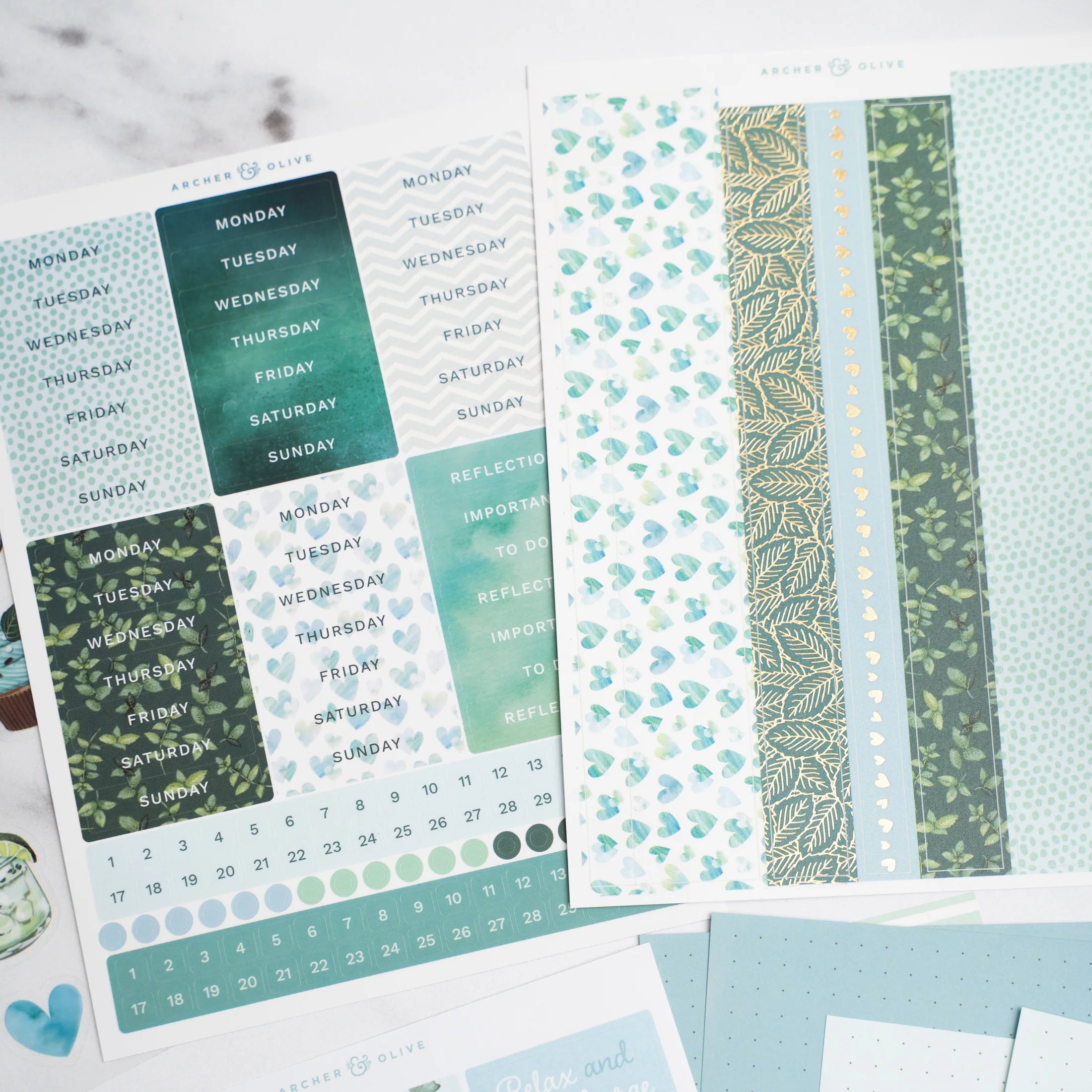 Kit para decorar cuaderno Minty Fresh
