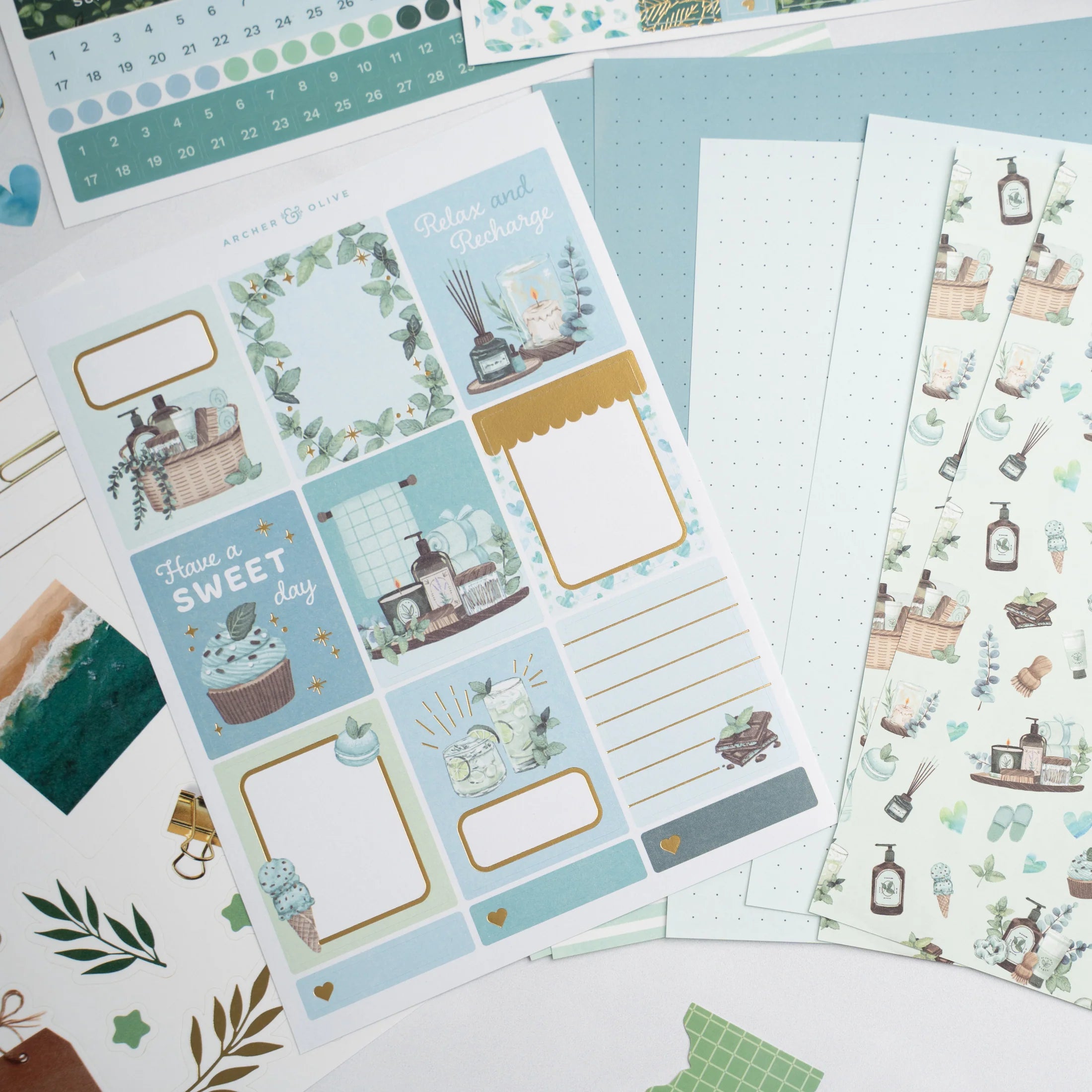 Kit para decorar cuaderno Minty Fresh