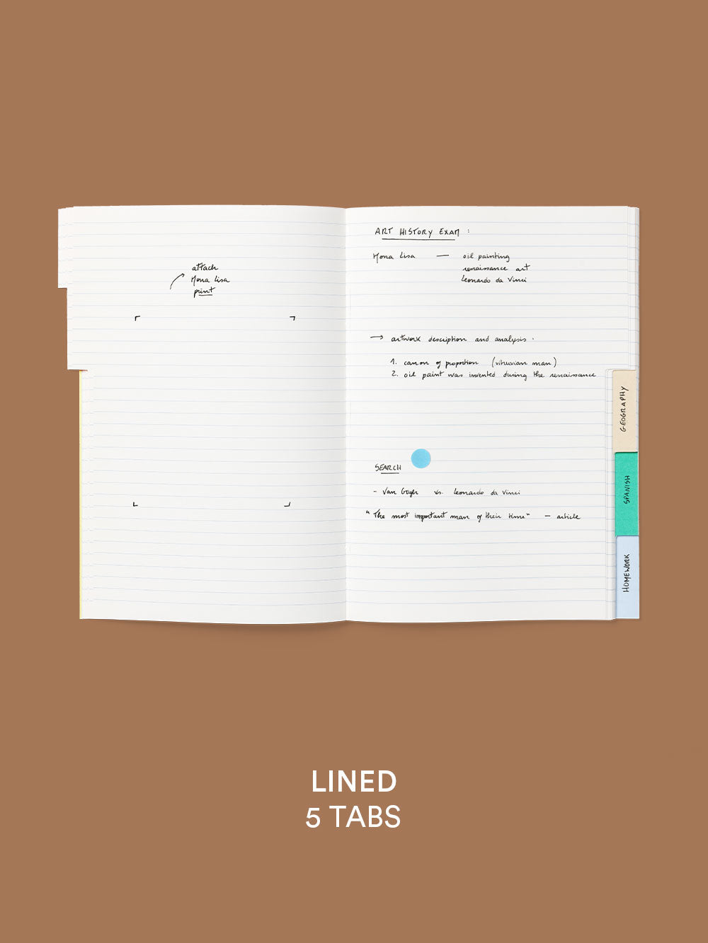 Cuaderno Tabbed Hojas Rayadas